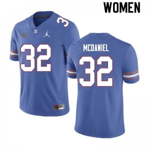 Women's Florida Gators #32 Mordecai McDaniel NCAA Nike Royal Authentic Stitched College Football Jersey MXG7462JA